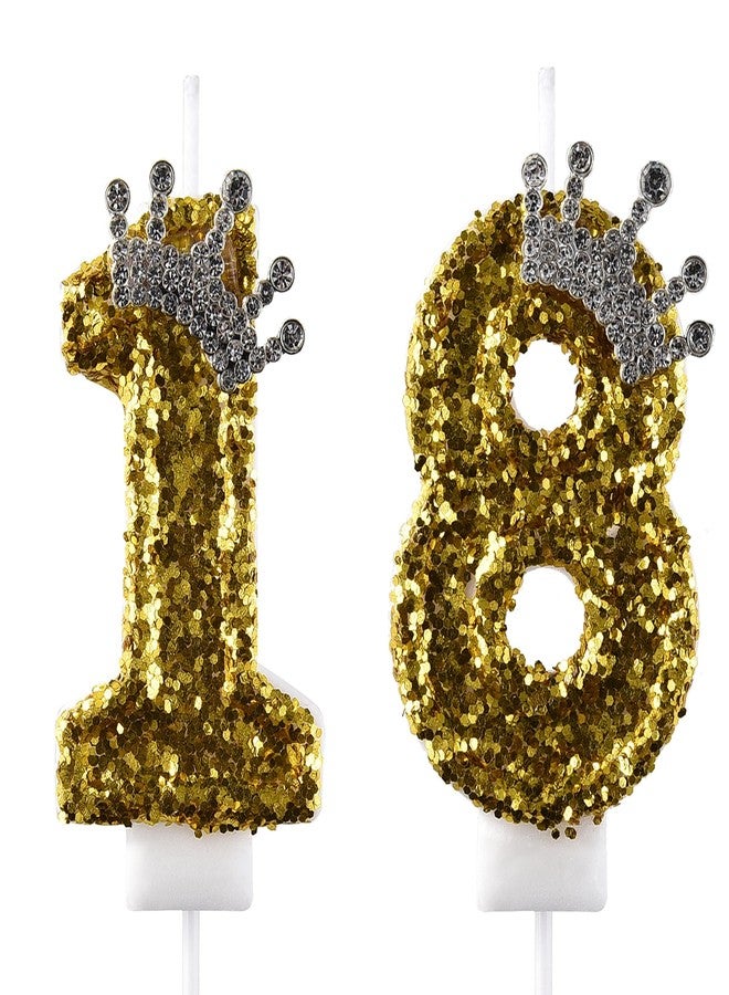 AOOLADA 18 & 81 Birthday Candle, 18th & 81st Cake Candles, Number 18 & 81 Birthday Candles for Cake Topper Decoration, Gold - Image 1
